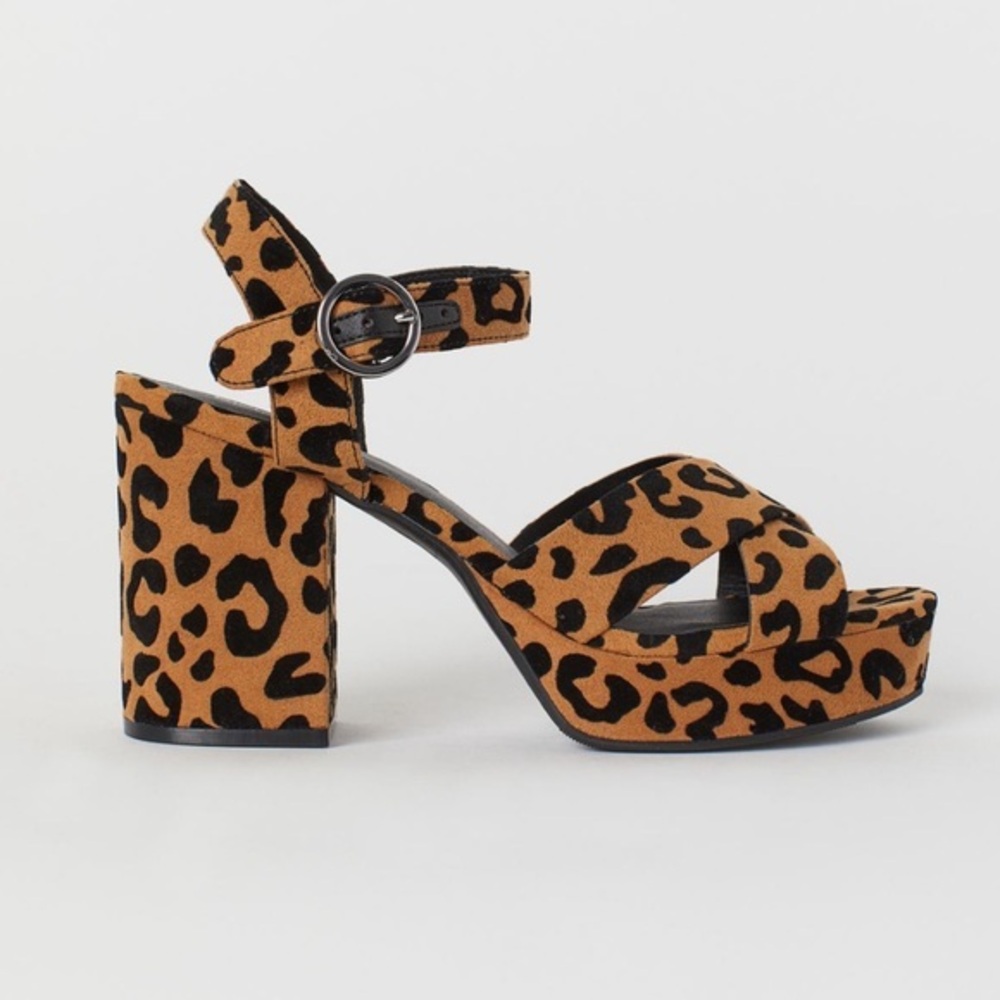 H&M Leopard Platform Shoes Heels New Size 6